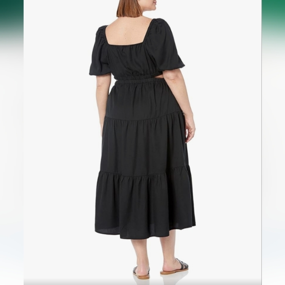 The Drop Black Anaya Square Neck Cut-Out Tiered Maxi Dress Size XL NWT - Picture 5 of 9
